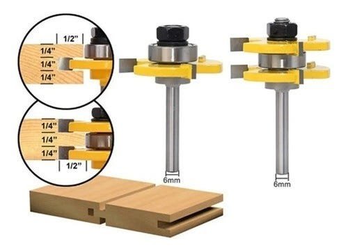 Fresa de Encaixes Macho Fêmea Metal Duro Tupia - Haste 6mm