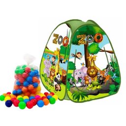 Toca Barraca Infantil Dobrável Pop Up Zoo + 50 Bolinhas Coloridas - 1