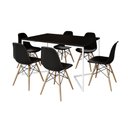 Ver imagem 2 de Mesa Jantar Industrial Retangular Preta 137x90cm Base V Ferro Branco com 6 Cadeiras Preta Eames Made