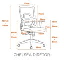 Ver imagem 6 de Cadeira Escritório Ergonômica Chelsea Diretor NR17 Reclinável Base Giratória Apoio Lombar Braço