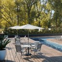 Ver imagem 5 de Kit com 4 Cadeiras de Alumínio para Jardim Pipa e Mesa em Alumínio e Tampo em Vidro Arpoador Cinza