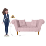 Namoradeira Recamier Sofá Decorativo 02 Lugares Dubai Corano Rosa Bebe - Incasa Decor - 4