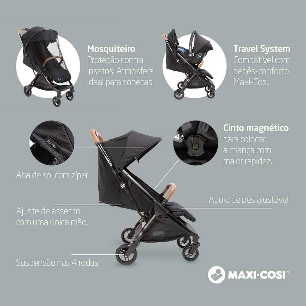 Carrinho Travel System Maxi-cosi Eva ² Ts Trio Essential - Preto Infanti Safety Quinny Voy - 6