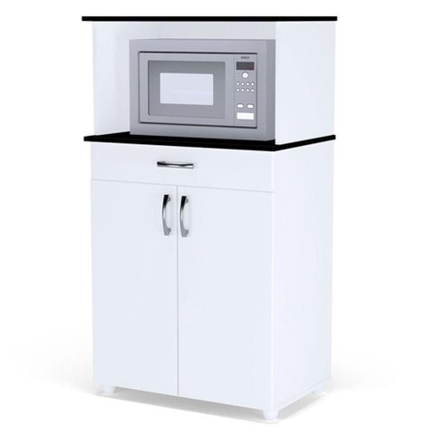 Balcão Multiuso para Microondas e Forno Carina Branco - Ajl Móveis