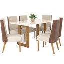 Ver imagem 2 de Mesa de Jantar 6 Lugares Isabella com Vidro Nature/off White/courano/linho - Panorama Móveis
