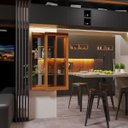 Ver imagem 5 de Cristaleira Bar com Nicho Sala de Estar Bacco Prateleira em Vidro com Espelho Imbuia