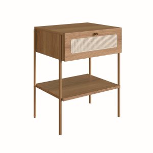 Mesa de Cabeceira 1 Gaveta Palhinha Hanover/dourado