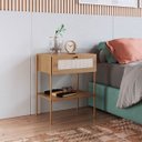 Ver imagem 2 de Mesa de Cabeceira 1 Gaveta Palhinha Hanover/dourado