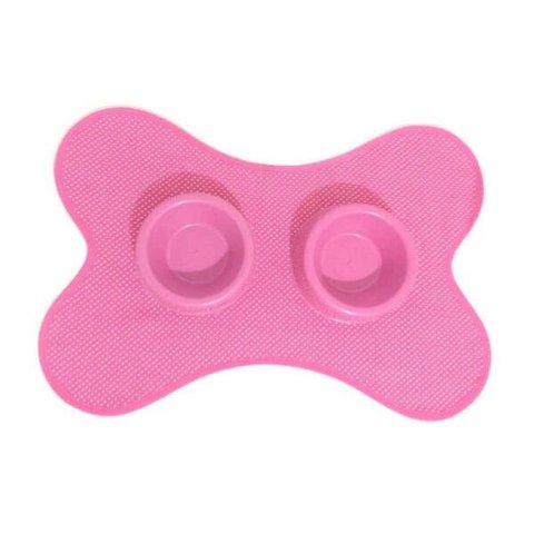 Kit Tapete Comedouro/Bebedouro Rosa Poá