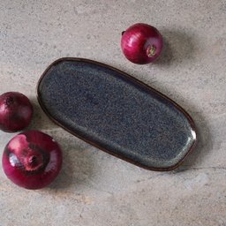 CONJUNTO C/ 4 TRAVESSAS OVAL RASA PEQUENA ORGÂNICO TITANIUM 23x11 cm - 4