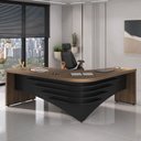 Ver imagem 1 de Mesa para Escritório em L Diretor Lado Esquerdo Nogal/preto