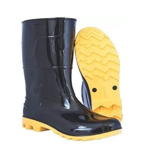 Bota Kadesh Impermeável Pvc Preta Solado Amarelo Com Forro:35/Preto