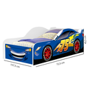 Ver imagem 3 de Cama Carro Infantil Juvenil de Mdf Adesivada Mcqueen Azul com Proteção Lateral