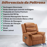 Poltrona do Papai Reclinável e Massagem Relaxante Elétrica Ocean Corino Premium Marrom - 5