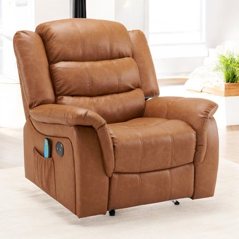 Poltrona do Papai Reclinável e Massagem Relaxante Elétrica Ocean Corino Premium Marrom