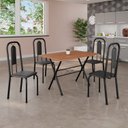 Ver imagem 1 de Conjunto de Mesa Tubular com 4 Cadeiras Tampo em MDF Lívia Preto/Marrom