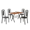 Ver imagem 2 de Conjunto de Mesa Tubular com 4 Cadeiras Tampo em MDF Lívia Preto/Marrom