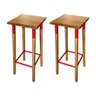 Kit 2 Banquetas Bistro Industrial Colors Ferro E Madeira Maciça - Vermelha - Cor: Vermelho - 1