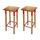 Ver imagem 1 de Kit 2 Banquetas Bistro Industrial Colors Ferro E Madeira Maciça - Vermelha - Cor: Vermelho