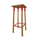 Ver imagem 3 de Kit 2 Banquetas Bistro Industrial Colors Ferro E Madeira Maciça - Vermelha - Cor: Vermelho
