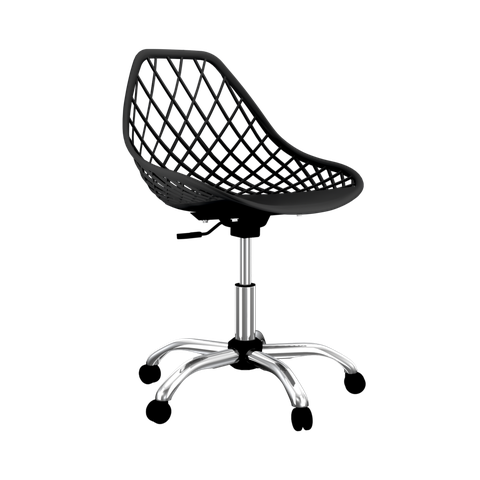 CADEIRA KAILA PP PRETO OFFICE CROMADA
