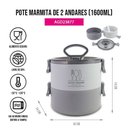 Ver imagem 2 de Pote Marmita de 2 Andares 1600 Ml - Joy Cinza