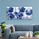 Ver imagem 1 de Quadros 60x120cm Sala Abstrato Flor Azul Canvas