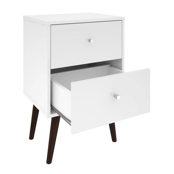 Mesa de Cabeceira Turquia com 2 gavetas Branco - Moveis Bechara - 1