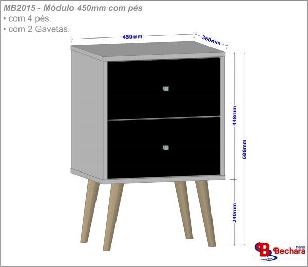 Mesa de Cabeceira Turquia com 2 gavetas Branco - Moveis Bechara - 2