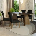 Ver imagem 1 de Conjunto Sala de Jantar Mesa Tampo de Madeira 4 Cadeiras Madesa Rustic-preto-oxford