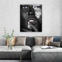 Ver imagem 1 de Quadro Sala Mulher Negra Prata Abstrata Canvas