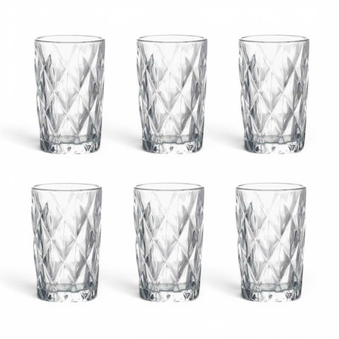 Kit 6 Copos de Vidro Diamond Collection 370ml Transparente