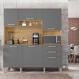 Cozinha Ferrara 6 Portas e 2 Gavetas Freijó Gris - Kits Paraná - 4