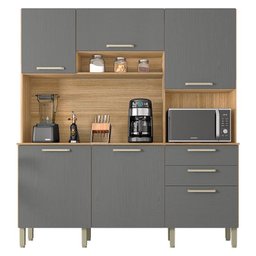 Cozinha Ferrara 6 Portas e 2 Gavetas Freijó Gris - Kits Paraná - 1