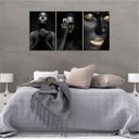 Ver imagem 1 de QUADRO 90X60CM 3PÇS MULHERES NEGRAS DOURADO CANVA