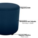 Ver imagem 4 de Puff Redondo Decorativo Copenhage 43x43 Cm Veludo Azul Milani Store