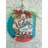 Placa de Madeira Enfeite de Parede e/ou Porta - Mensagem Frutos da Arte Pintura Orgânica - 1