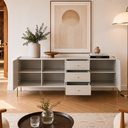Ver imagem 2 de Buffet 3 Portas 3 Gavetas Jasper 184 cm - Off White c/ Dourado
