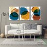 Quadros Tela Canvas Trio Abstrato Arte Moderna Coloridos:Madeira - 2