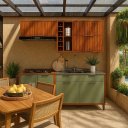 Ver imagem 1 de Armário de Cozinha Lumiar Modulado Área Gourmet em Mdf Alto Padrão Detalhes Ripado Pés Reguláveis:ve