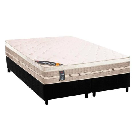 Cama Box Crc Queen + Colchão Molas Pocket Castor Premium 158x198
