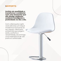 Banqueta Alta Light Branco com Estrutura Metálica e Assento Acolchoado - 7