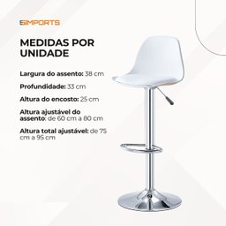 Banqueta Alta Light Branco com Estrutura Metálica e Assento Acolchoado - 6