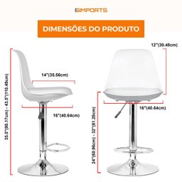 Banqueta Alta Light Branco com Estrutura Metálica e Assento Acolchoado - 9