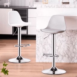 Banqueta Alta Light Branco com Estrutura Metálica e Assento Acolchoado - 8