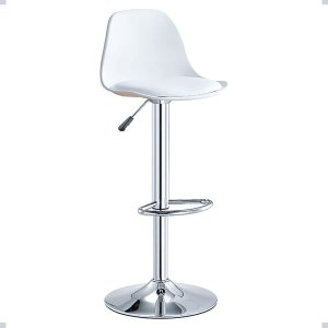 Banqueta Alta Light Branco com Estrutura Metálica e Assento Acolchoado
