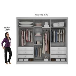 Guarda-roupa Casal com Espelho 3 Portas 6 Gavetas Diamond Branco - 4
