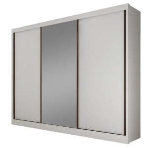Guarda-roupa Casal com Espelho 3 Portas 6 Gavetas Diamond Branco