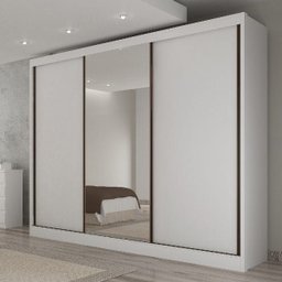 Guarda-roupa Casal com Espelho 3 Portas 6 Gavetas Diamond Branco - 2