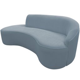 Sofá Curvo 02 Lugares 150cm Braço Esquerdo Eron Bouclê Azul Claro - CasaePoltrona - 1